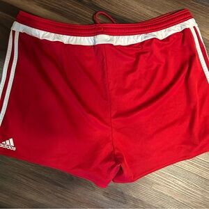 Adidas Men's Red and White Athletic Shorts